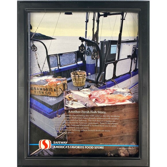 Safeway America's Favorite Food Store. Fishing Boat with Catch Vtg Print Ad 1986 - Picture 3 of 3